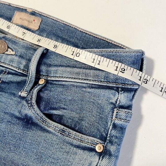 Mother Sz 25 The Mid Rise Dazzler Ankle Fray Jeans Riding The Cliffside Blue - Picture 9 of 10